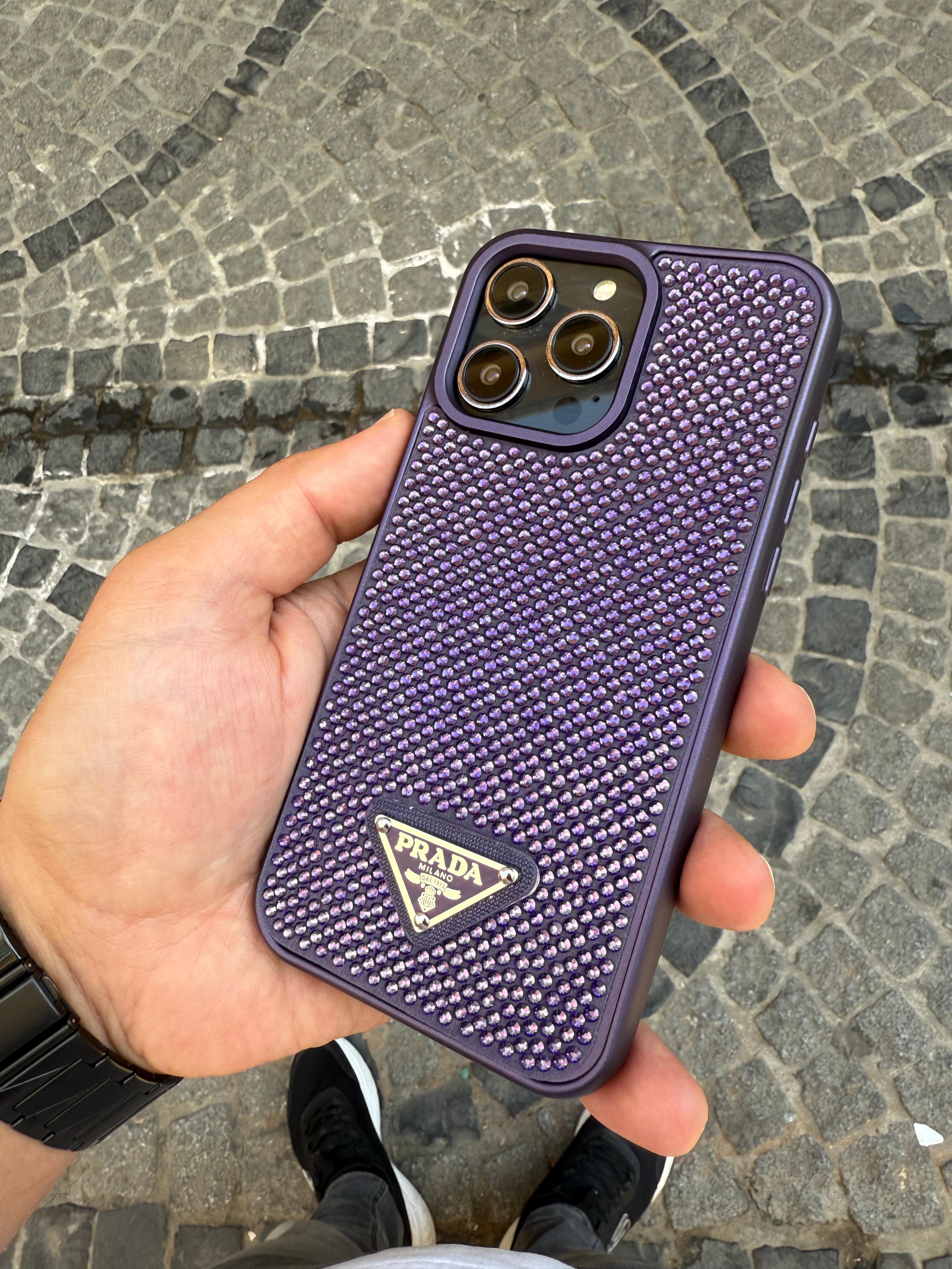 Luxury Taşlı Silikon Telefon Kılıfı Morr renk   Renkli