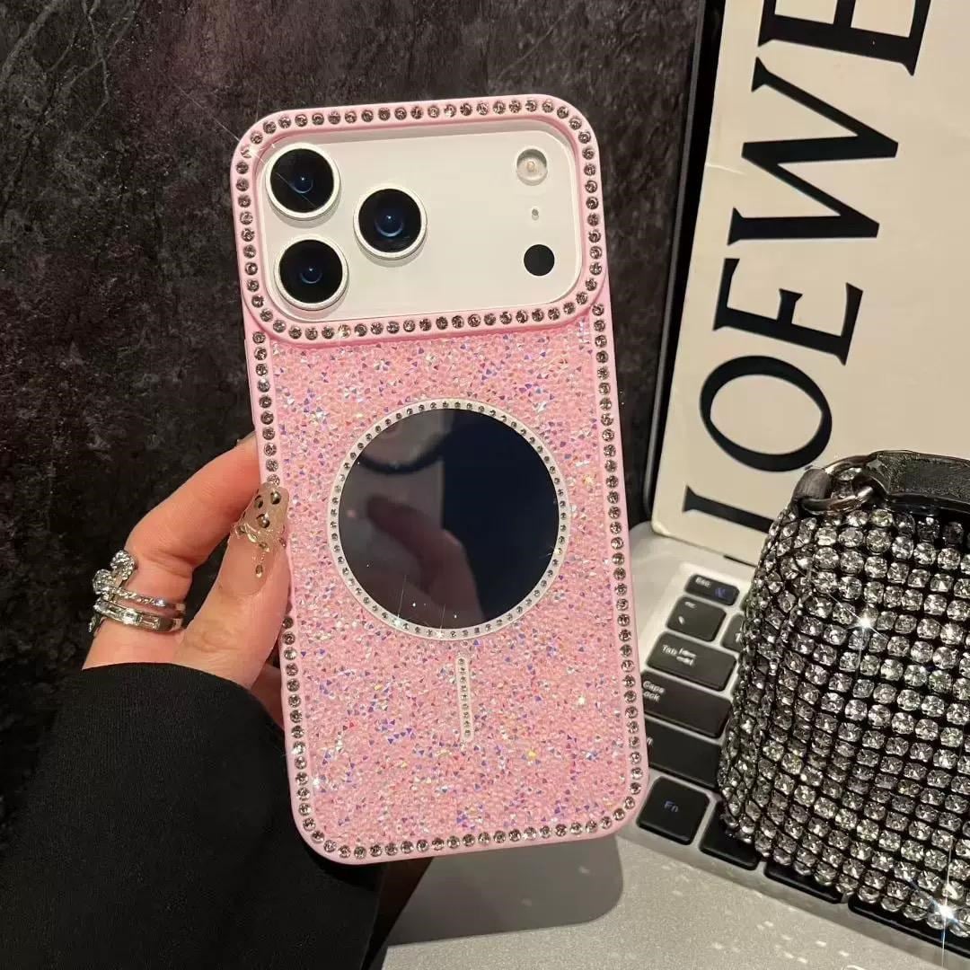 Mirror Aura Taşlı Aynalı Premium Kılıf Pembe Renkli