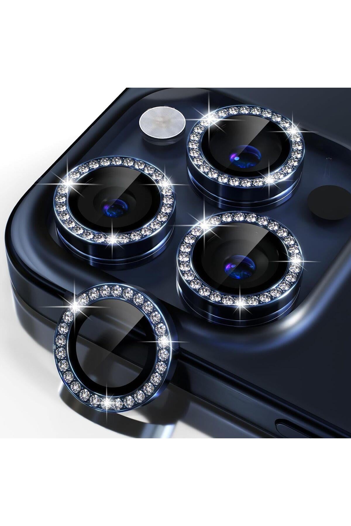 Safir Taşlı Kamera Lens Koruyucu Mavi Renkli