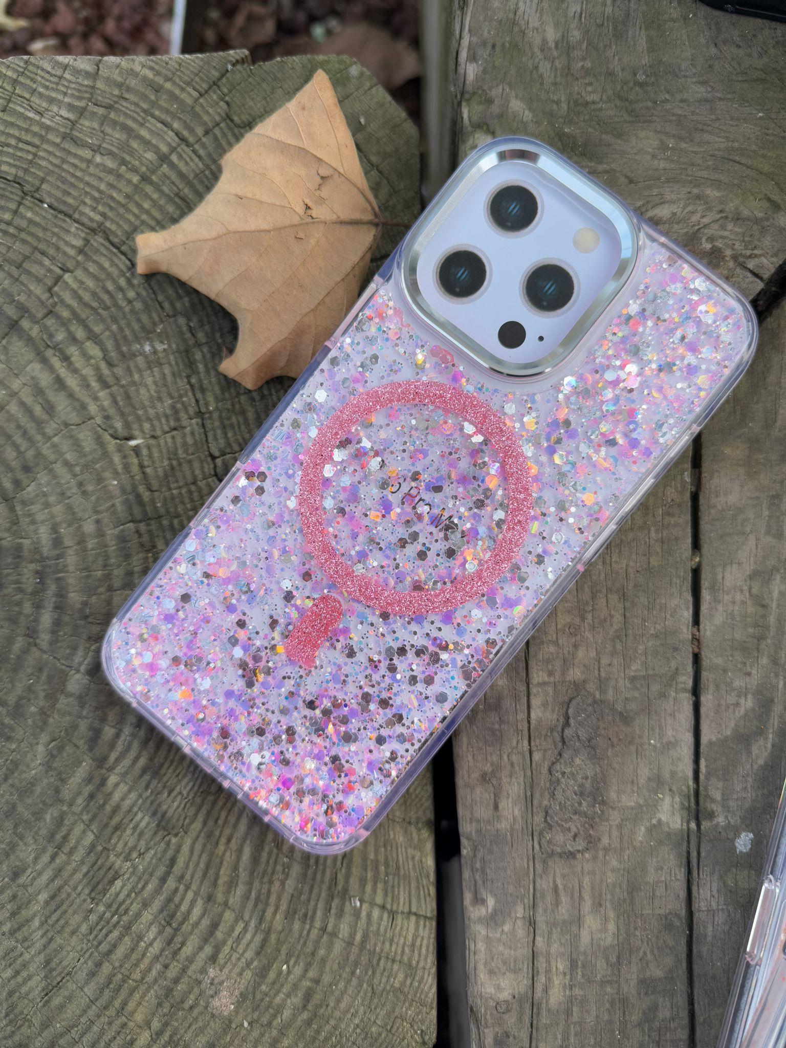 Starlight Glitter Simli Magsafe Telefon Kılıfı Pembe Renkli