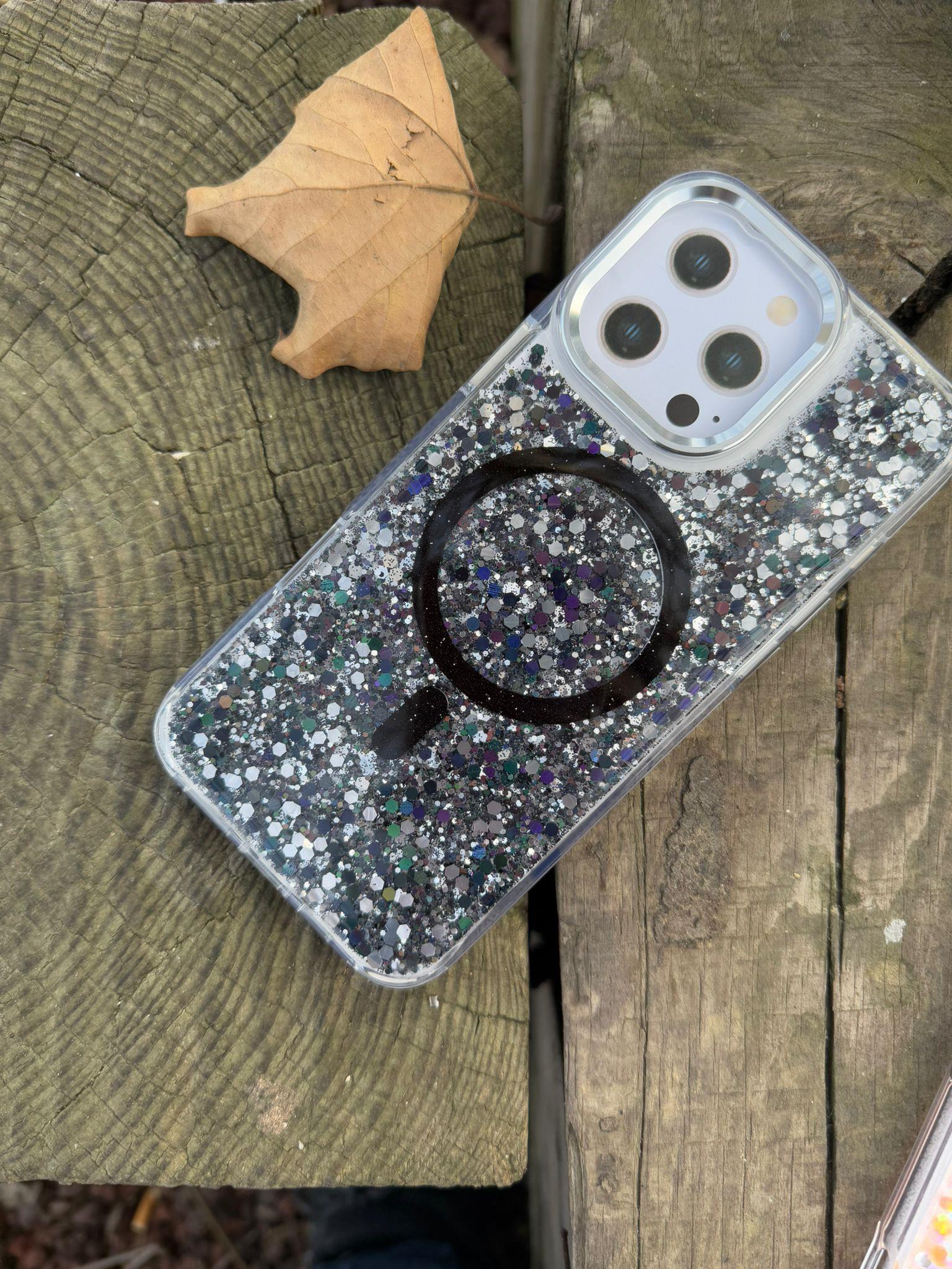 Starlight Glitter Simli Magsafe Telefon Kılıfı Siyah Renkli
