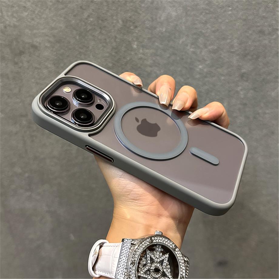 Titanyum Renk Magsafe Luxury Telefon Kılıfı Magsafe Logolu