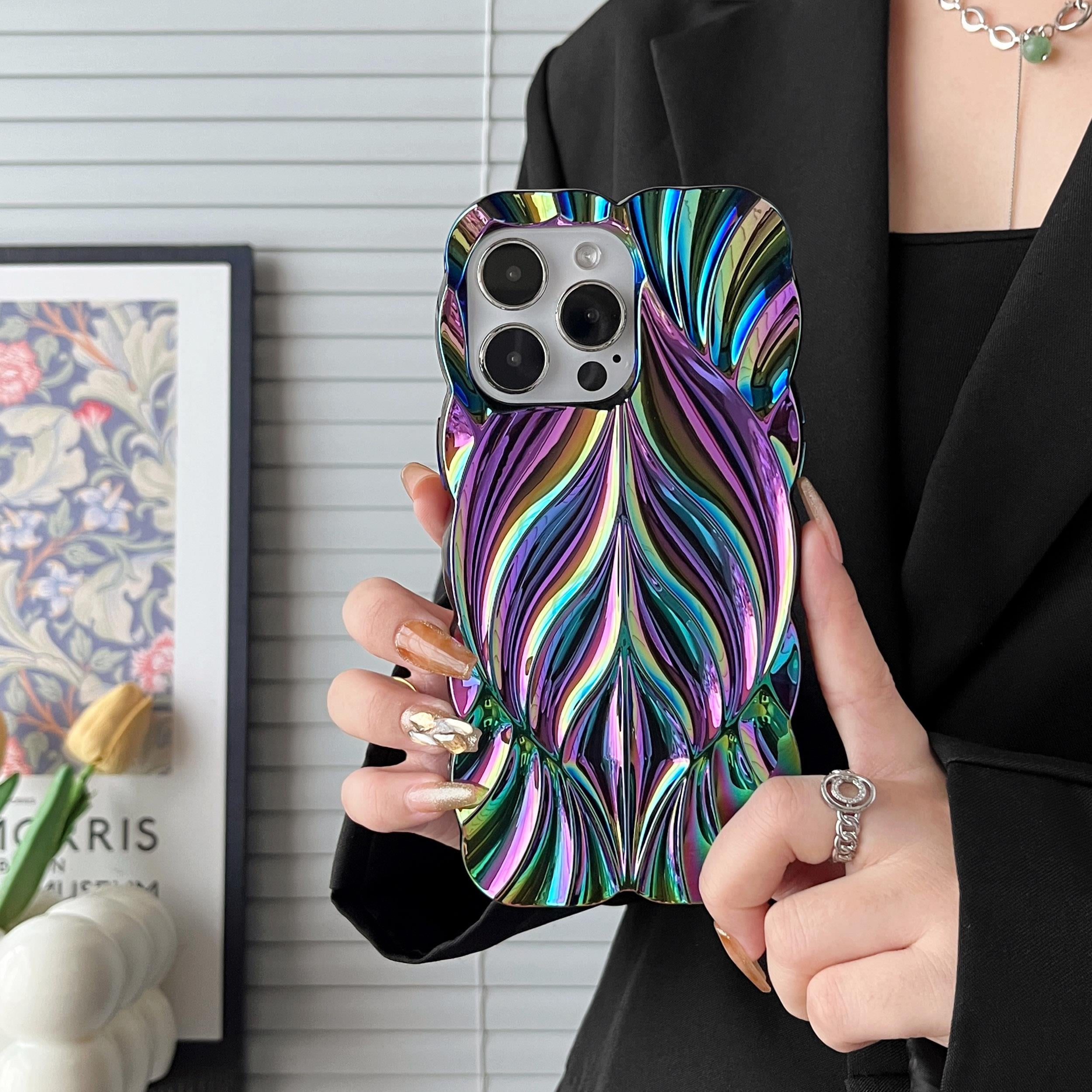 Yaprak Motifli Parlak Silikon Telefon Kılıfı Çok Renkli-2