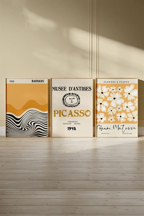1923 Picasso Henri matisse 3'lü Tablo, Poster Seti - Çerçevesiz