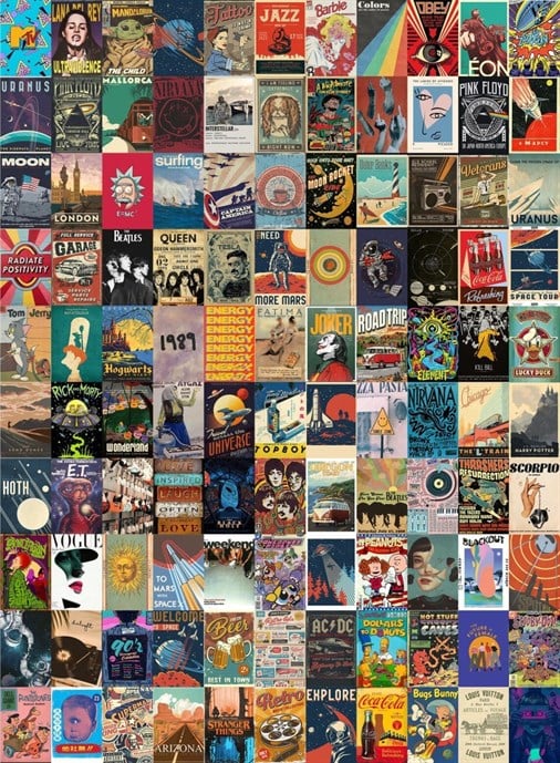 Aesthetic Mixed Retro 110'lu Duvar Posteri Seti