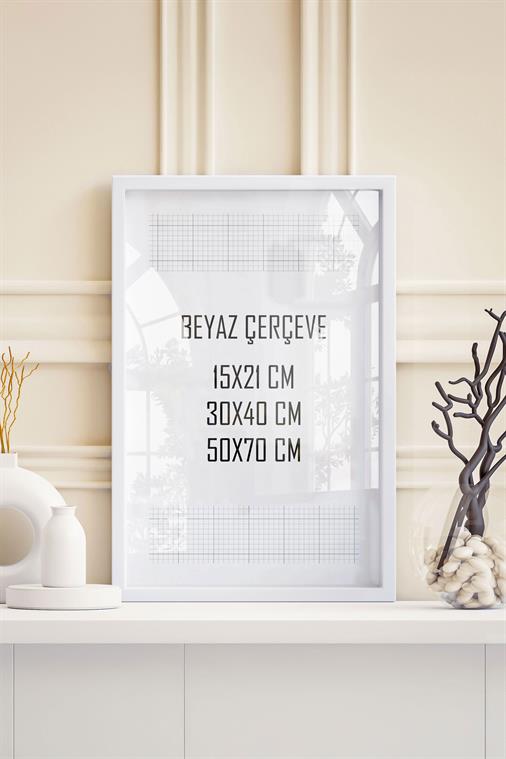 Beyaz Tablo & Fotoğraf Çerçevesi (15x21, 30x40, 50x70cm Seçenekli) - Modern, Şık Tekli Tablo Çerçeve