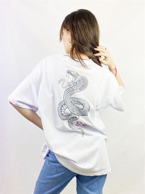 Beyaz Yılan Oversize T-shirt