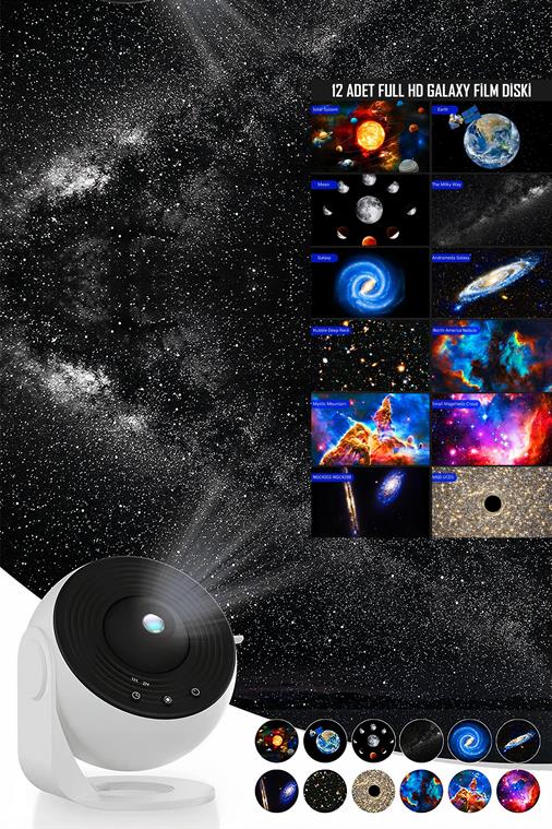 Galaxy Planetaryum Starry Projektör / 12 Diskli