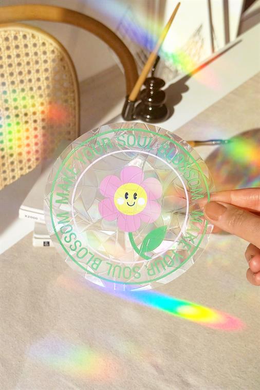 Holografik "Blossom Soul" Sun Catcher - Smiley Çiçek Pencere Filmi