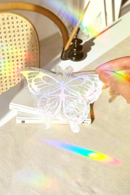 Holografik Renkli Kelebek Sun Catcher - Canlı Gökkuşağı Pencere Filmi