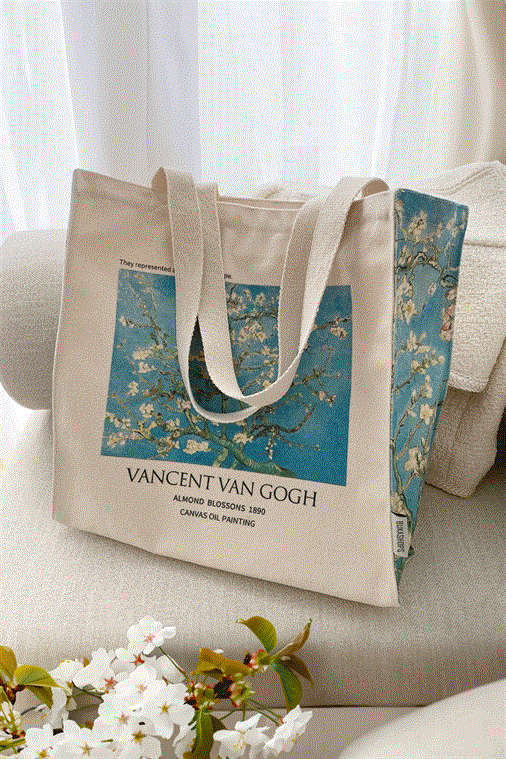 Kiraz Çiçeği Van Gogh Tote Bag Kanvas Çanta 