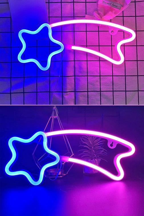 Kuruklu Yıldız Neon Duvar Dekoru