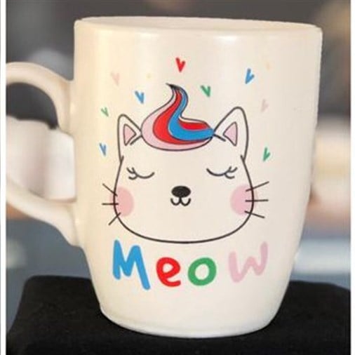 Meow Renkli Beyaz Kupa