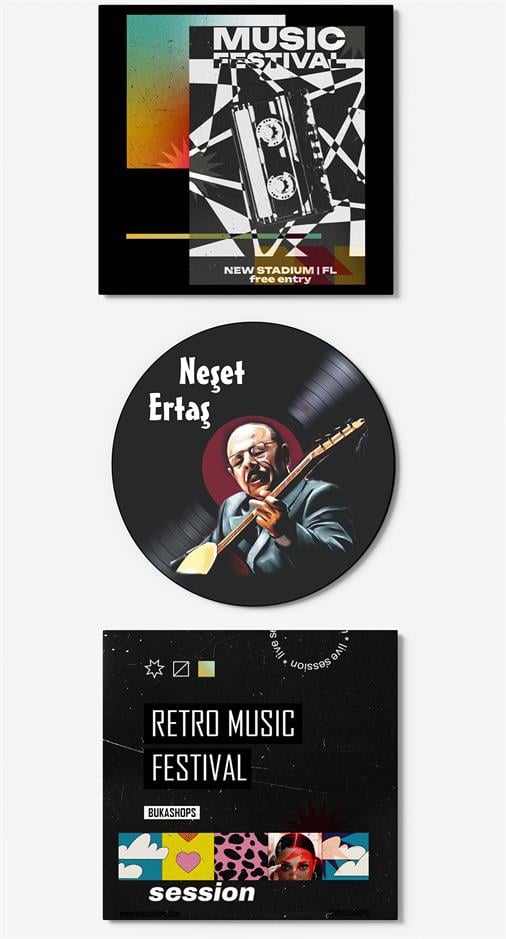 Neşet Ertaş Kırmızı Plak Duvar Dekoru
