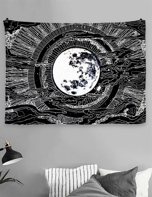 Siyah Beyaz Dolunay Duvar Halısı 70x90 cm