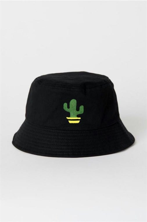 Siyah Kaktüs Balıkçı Şapka Bucket Hat