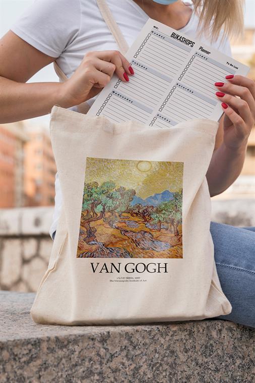 Van Gogh Ham İnce Kumaşlı Bez Çanta 
