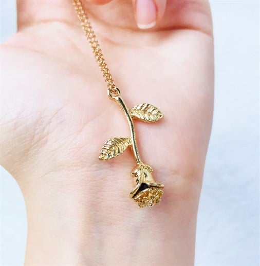 Zincirli Rose Kolye Gold