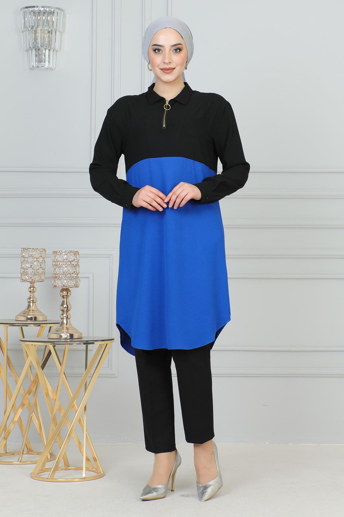 Fermuar Detaylı Tunik Siyah 6098