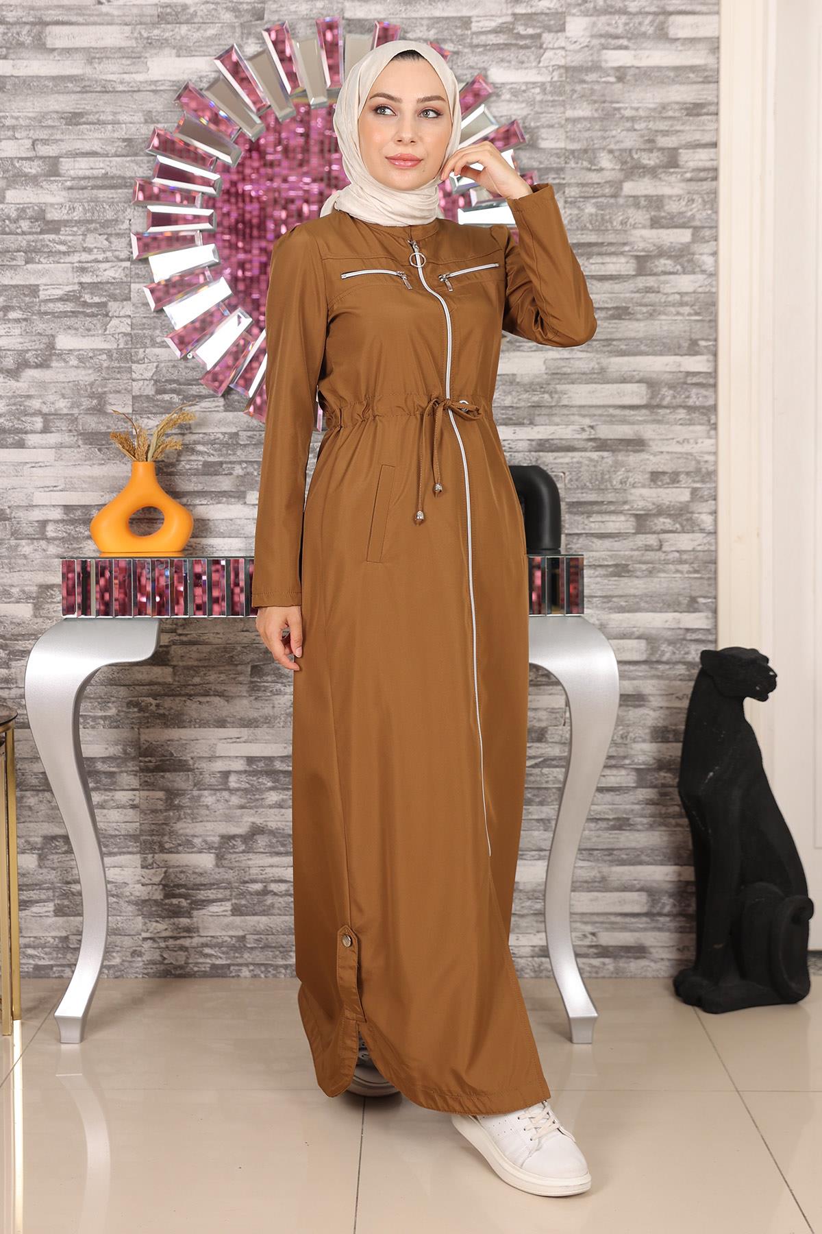 Fermuarlı Ferace Taba 10012