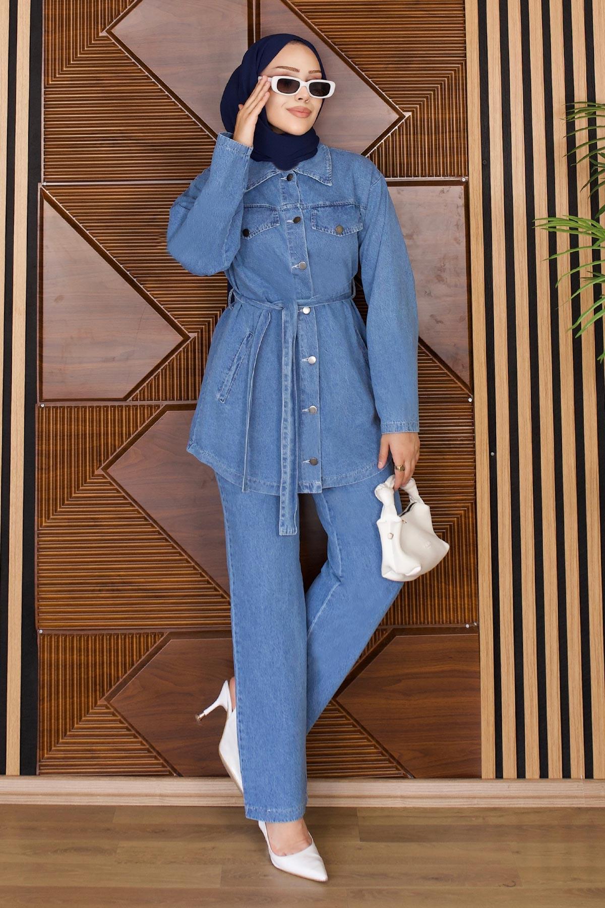 Luna Denim Takım Açık Mavi 19299