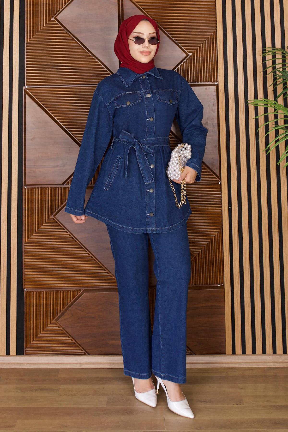 Luna Denim Takım Koyu Mavi 19299