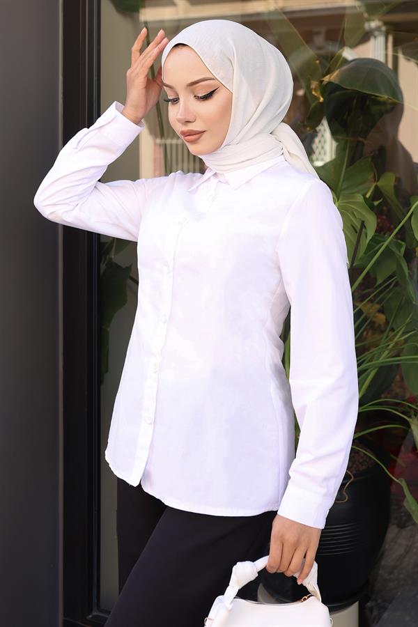Kadın Gömlek Beyaz 19258