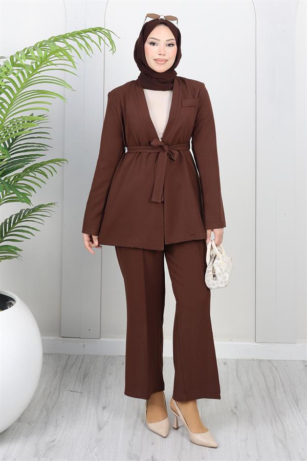 Soft Blazer Takım Kahverengi Kahverengi 19389