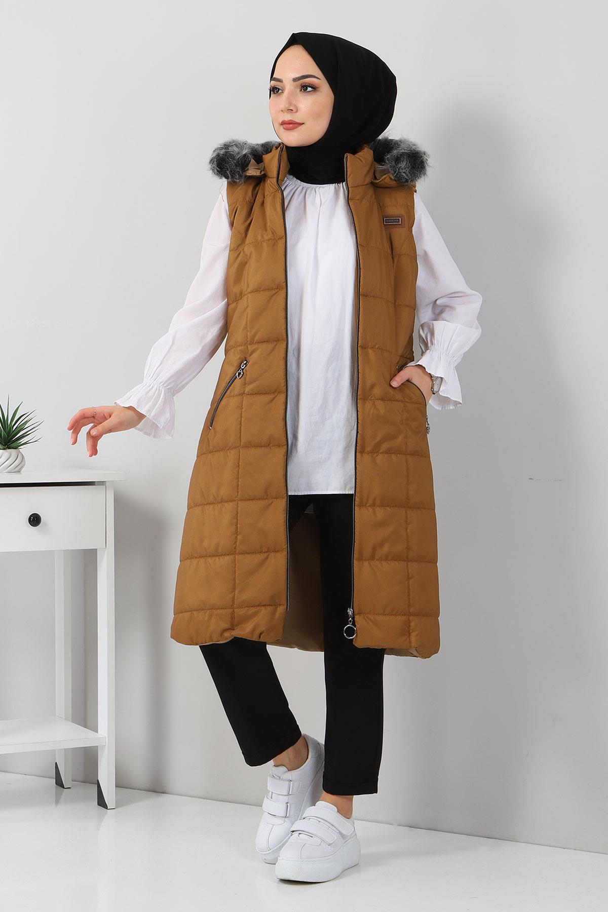 Arma Detaylı Şişme Yelek Taba 9462