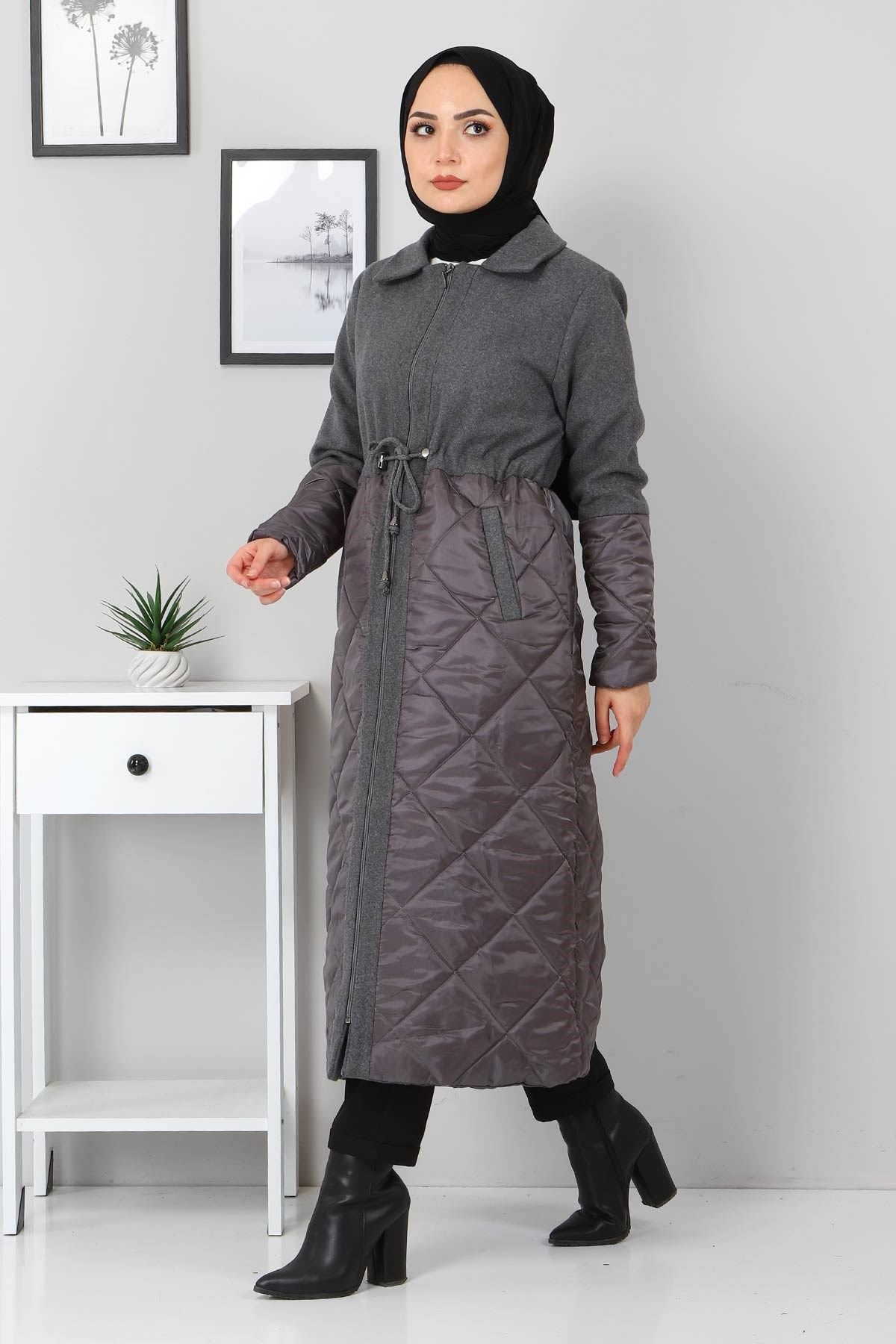 Bağcık Detaylı Kaşe Füme 2359