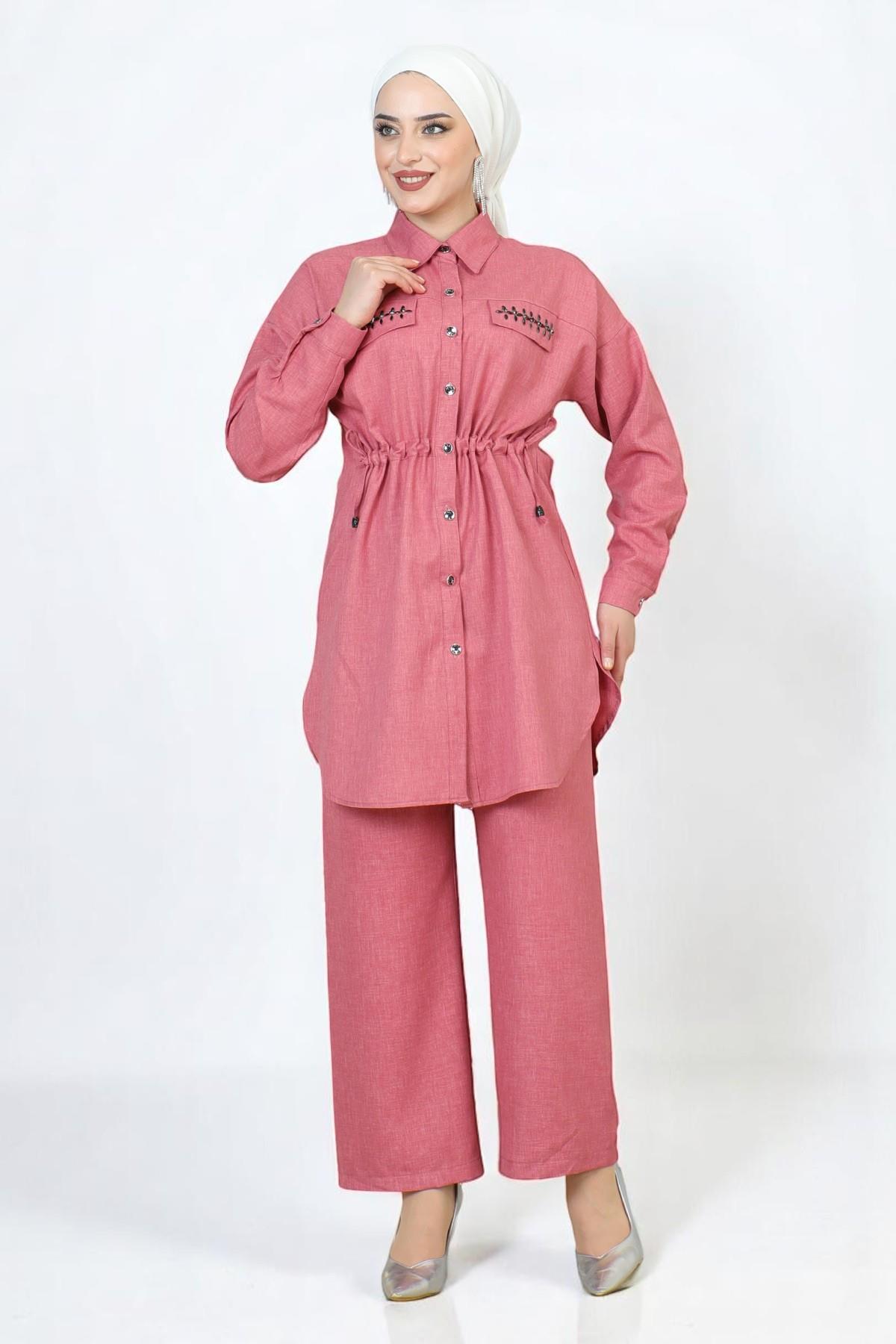 Beli Bağcıklı Takım Pembe 19220