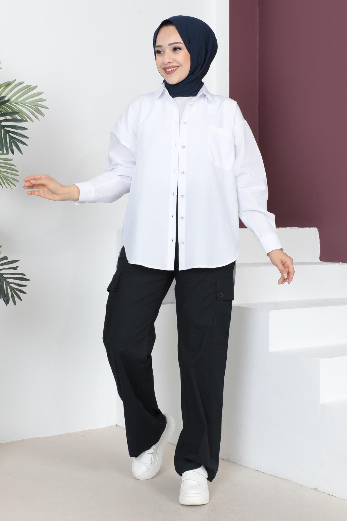 Beli Lastikli Bol Paça Pantolon Siyah 6071