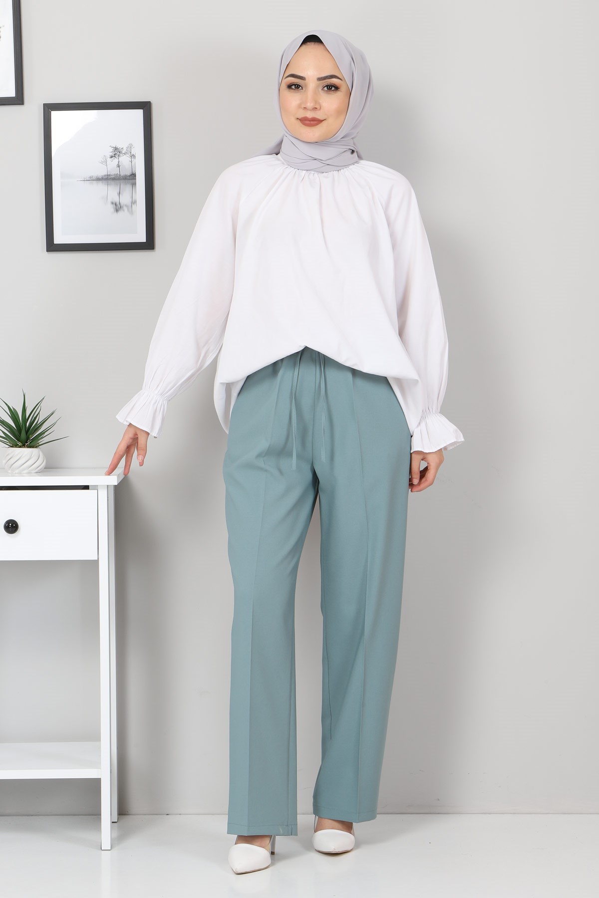 Beli Lastikli Pantolon Mint 10778