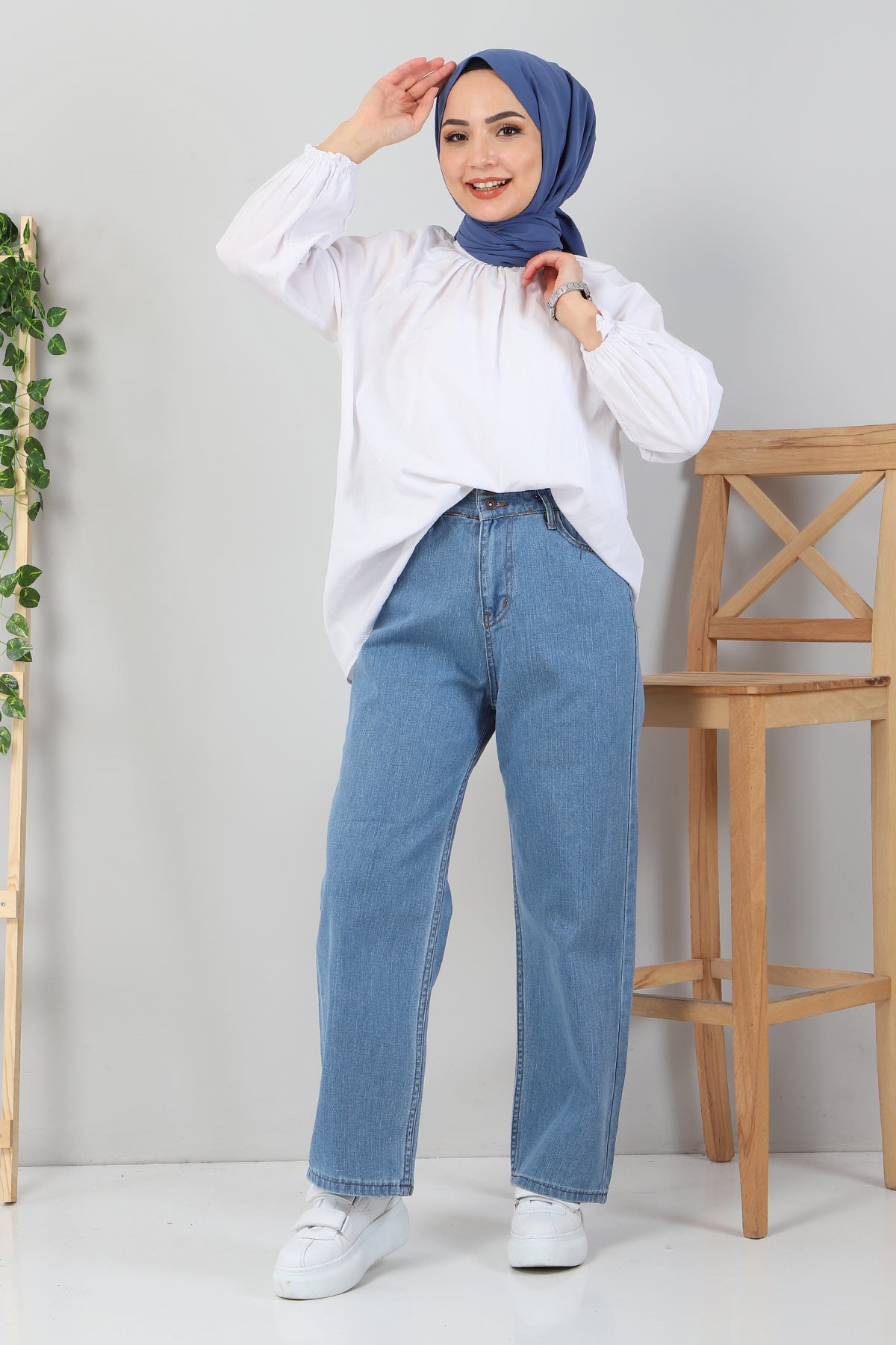 Bol Paça Boyfriend Büyük Beden Kot Pantolon Açık Kot 6004