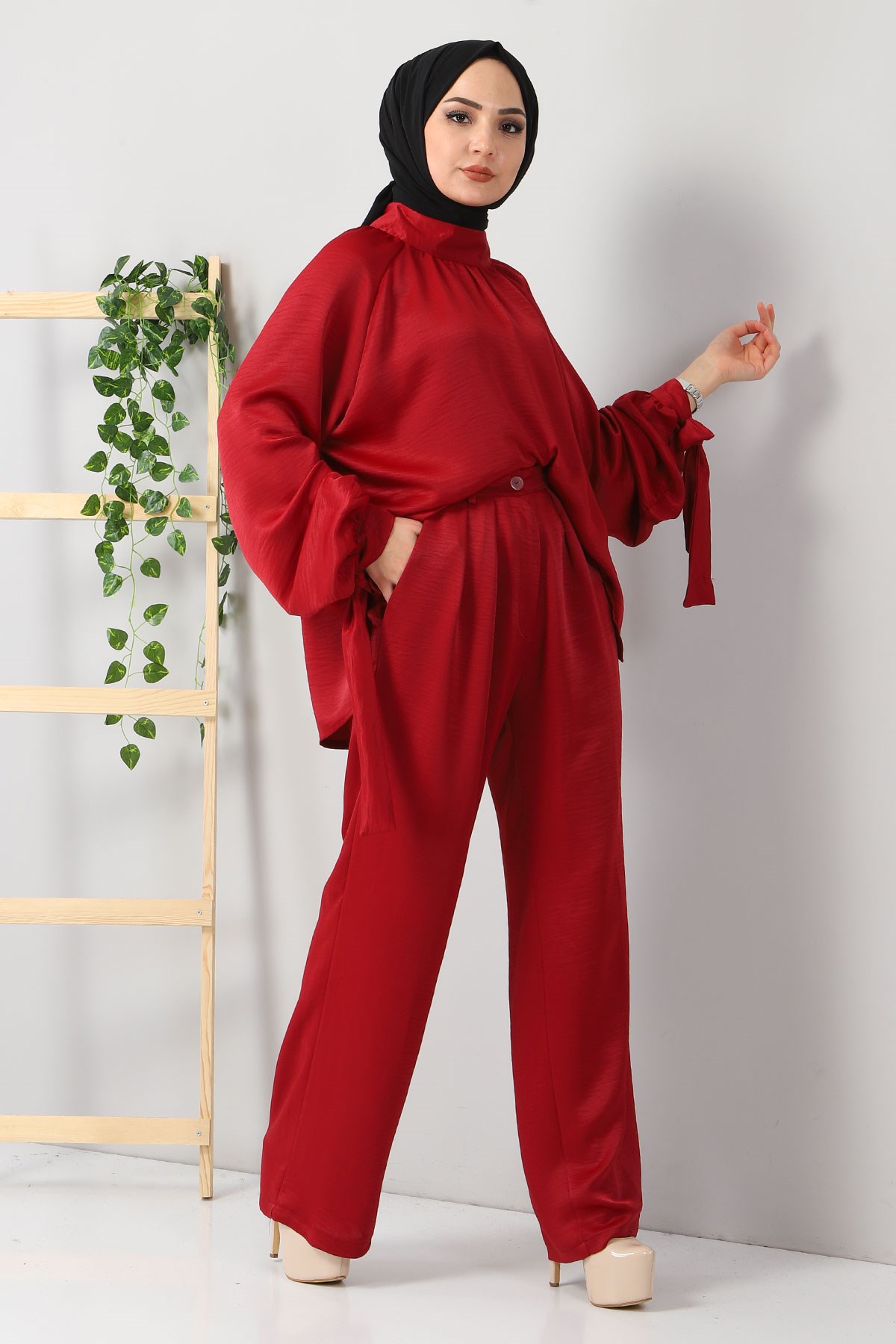 Büzgülü Salaş Takım Bordo 10259