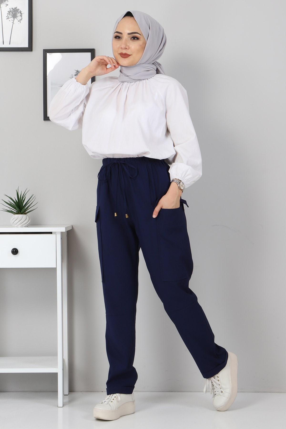 Cep Detaylı Pantolon İndigo 10798