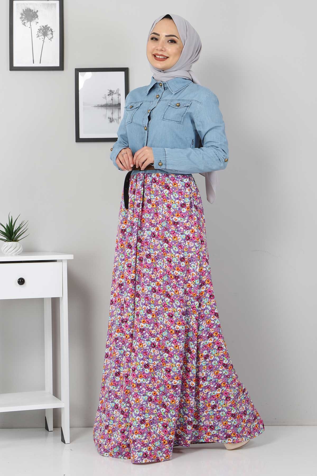 Çiçekli Anne Elbise Fuşya 10764