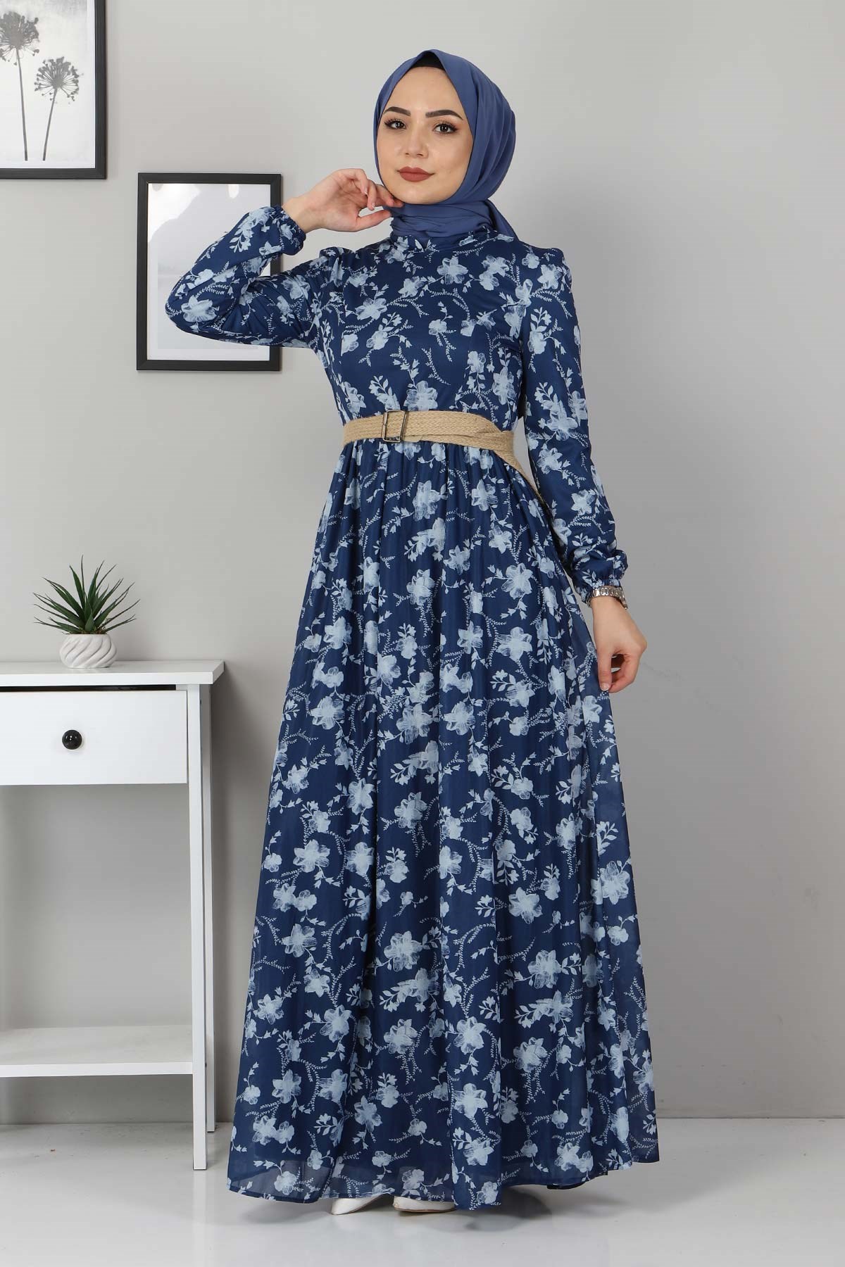Çiçekli Anne Elbise İndigo 10024