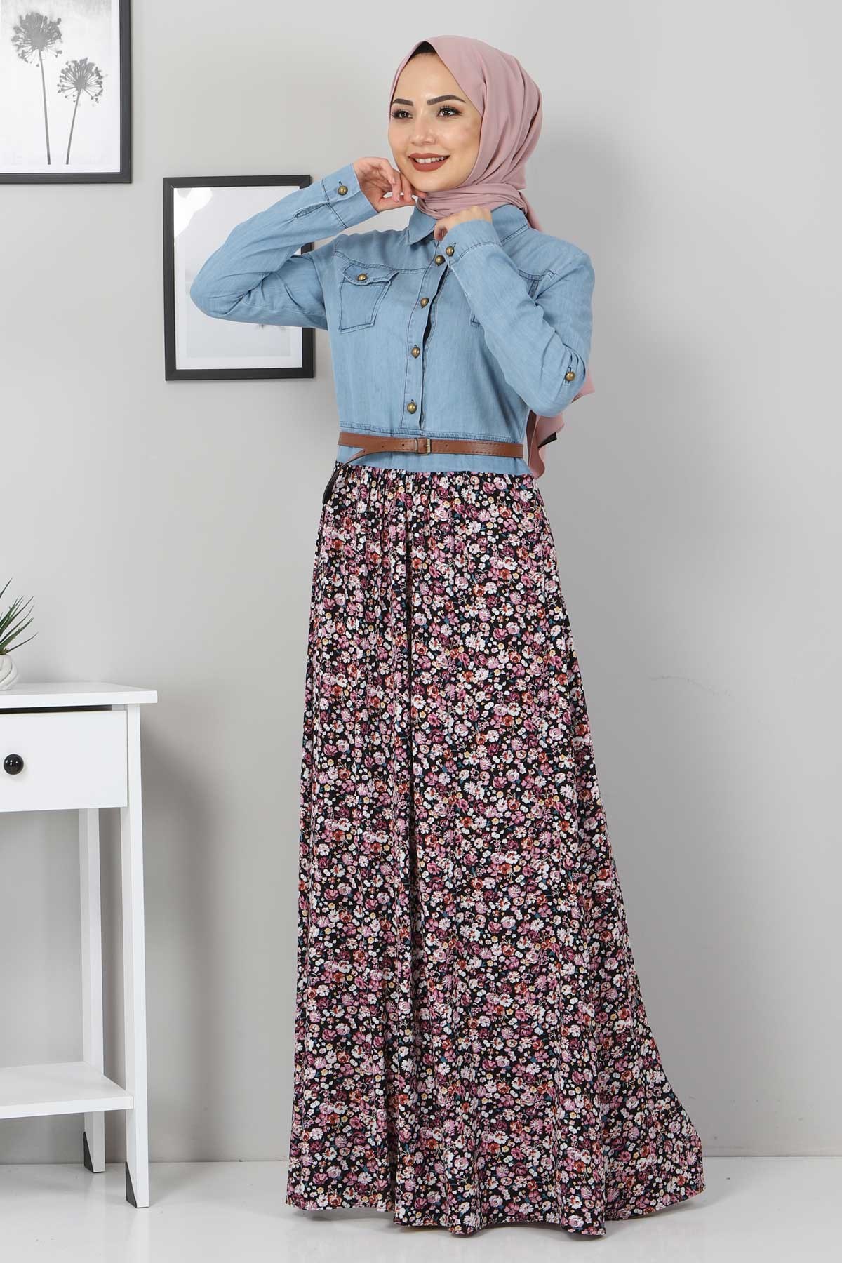 Çiçekli Anne Elbise Pembe 10764