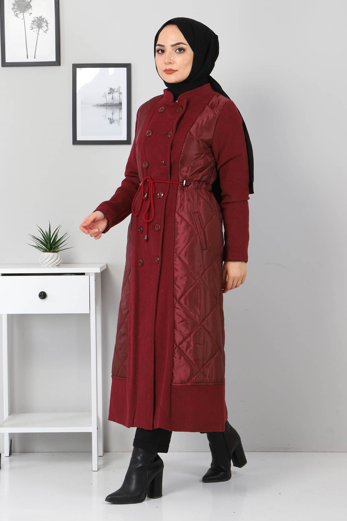 Çift Düğmeli Kaşe Bordo 2357