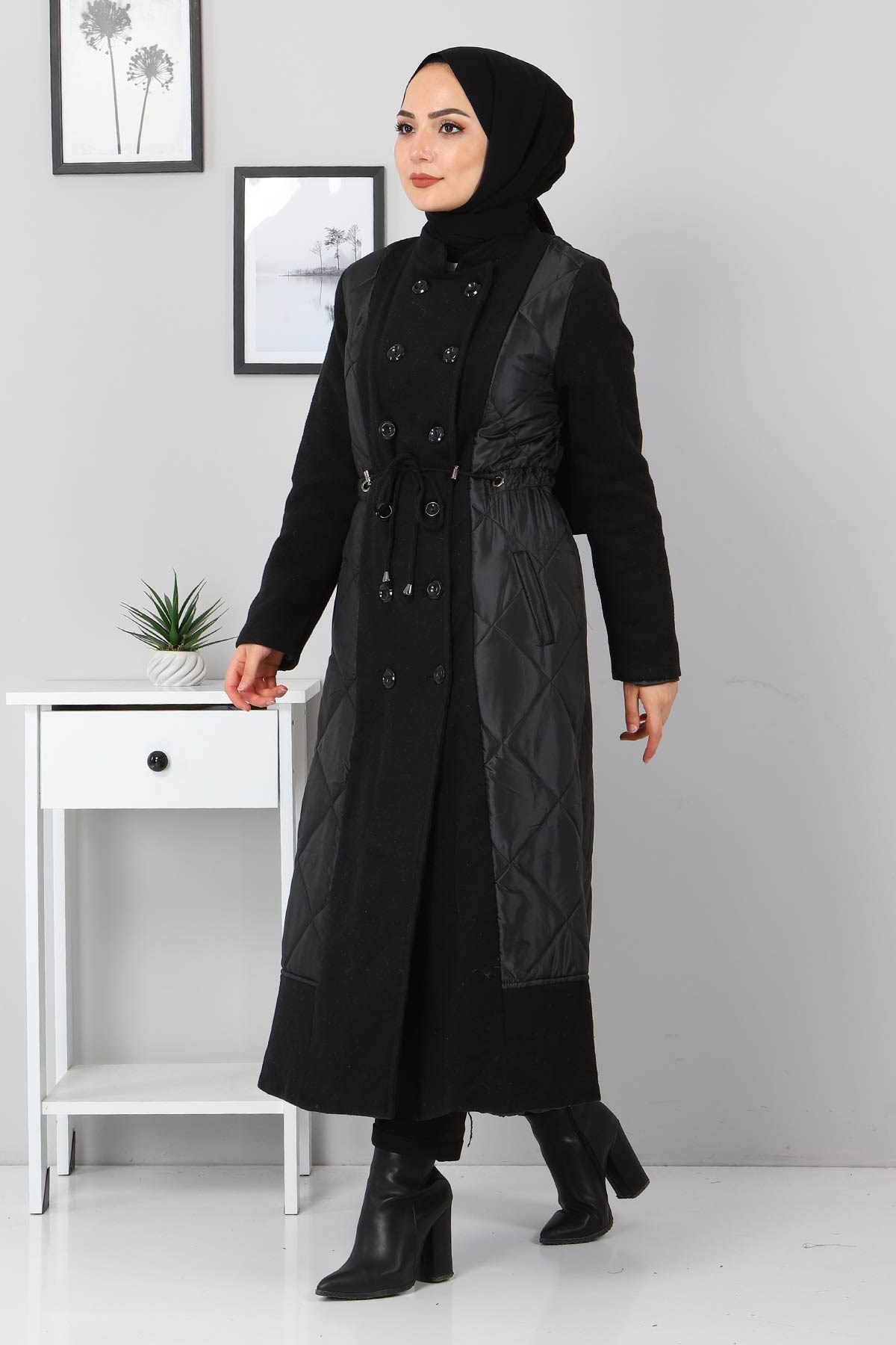 Çift Düğmeli Kaşe Siyah 2357