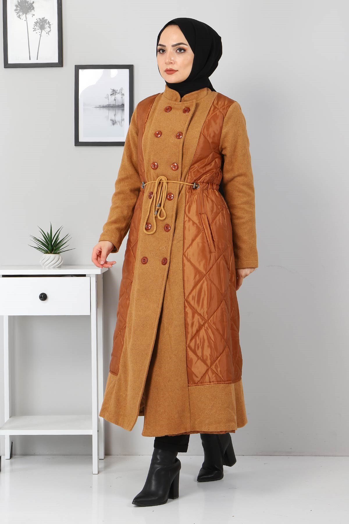 Çift Düğmeli Kaşe Taba 2357