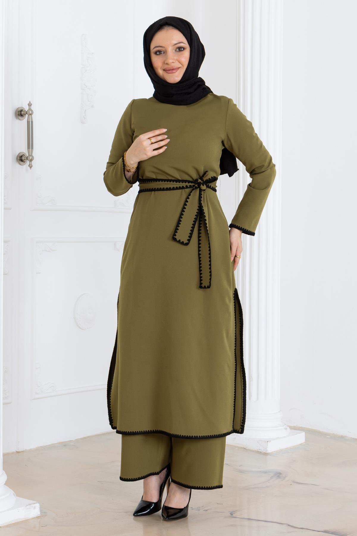 Çoban Dikişli Kemerli Takım Haki Haki MSW19365-4