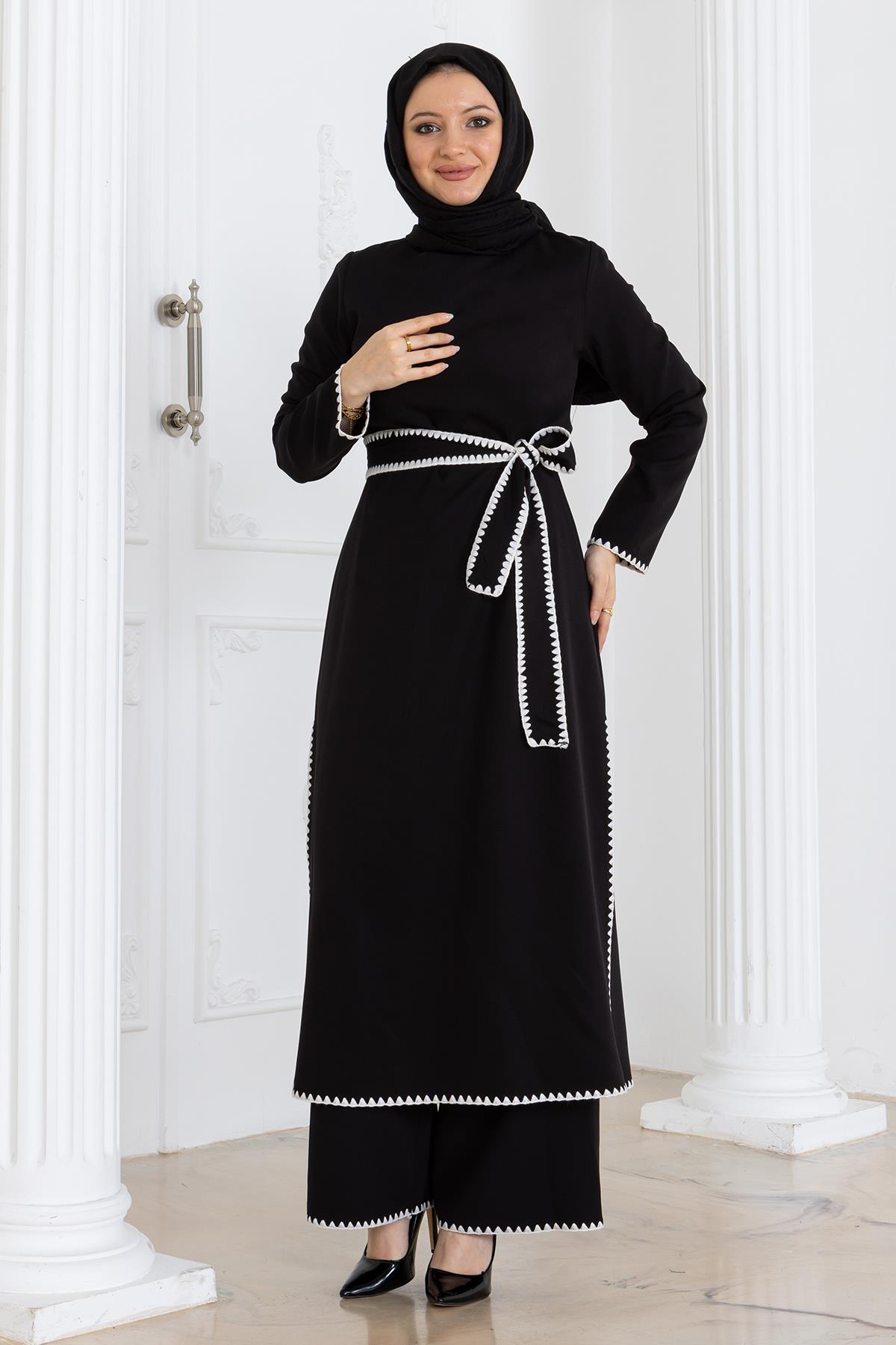 Çoban Dikişli Kemerli Takım Siyah Siyah MSW19365-1