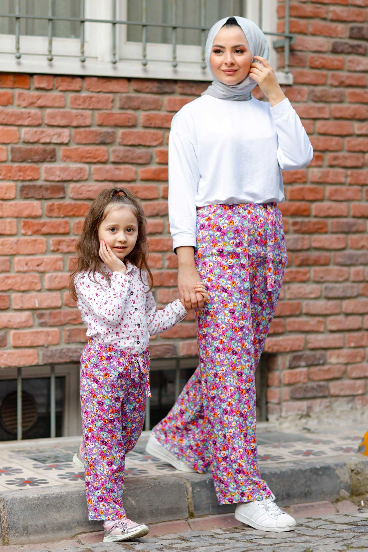 Desenli Çocuk Pantolon Fuşya 10628