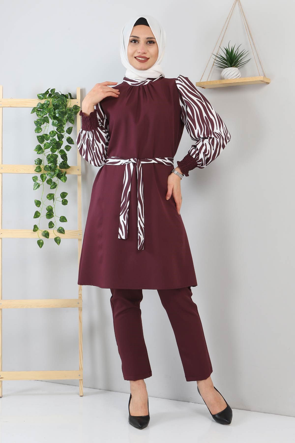 Desenli İkili Takım Mor 12400