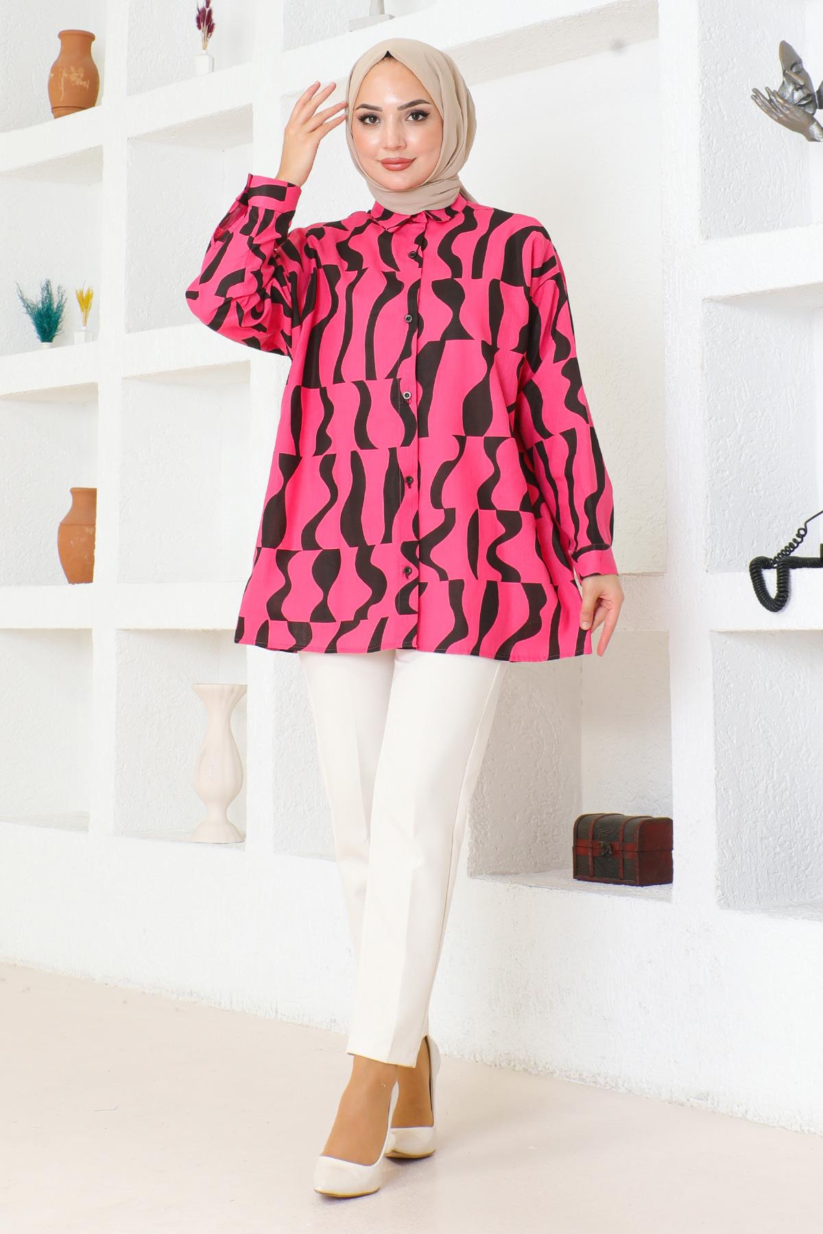 Desenli Tunik Pembe 6107