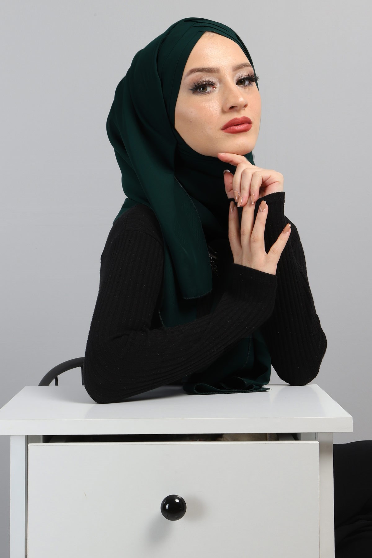 Drapeli Şifon Şal Haki 3013