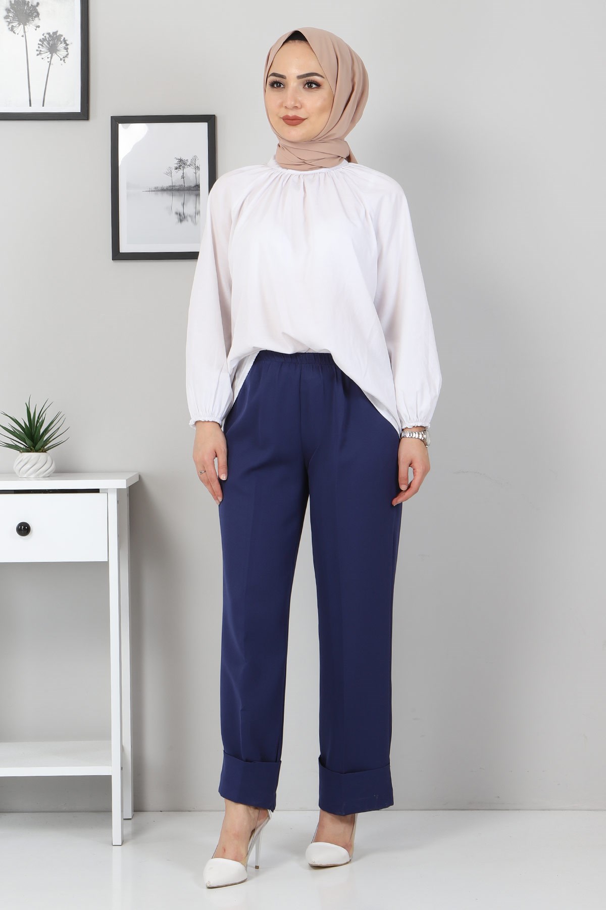 Duble Paça Kumaş Pantolon İndigo 10659