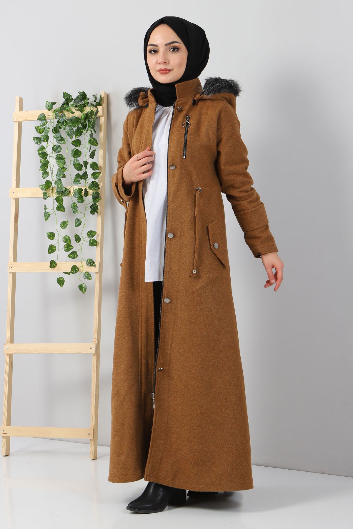 Fermuar Detaylı Kaşe Kaban Taba 10392